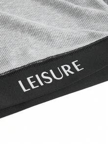 Ocili Top holgado de lounge con cinta de letras gris y cómodo con tejido elástico - Gris - Ver 10