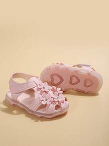 嬰兒時尚花貼花涼鞋 - 粉色 - 查看 1