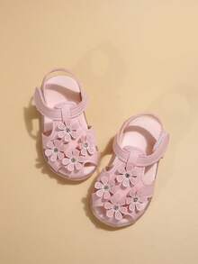 嬰兒時尚花貼花涼鞋 - 粉色 - 查看 2