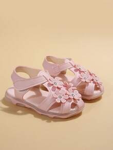 嬰兒時尚花貼花涼鞋 - 粉色 - 查看 3