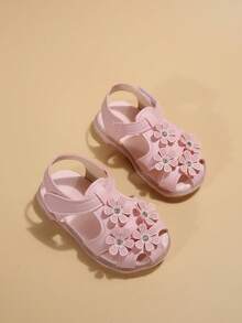 嬰兒時尚花貼花涼鞋 - 粉色 - 查看 5