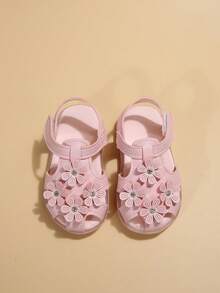 嬰兒時尚花貼花涼鞋 - 粉色 - 查看 7