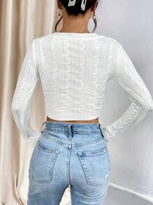Firerie Solid Scoop Neck Crop Jumper - White - View 2