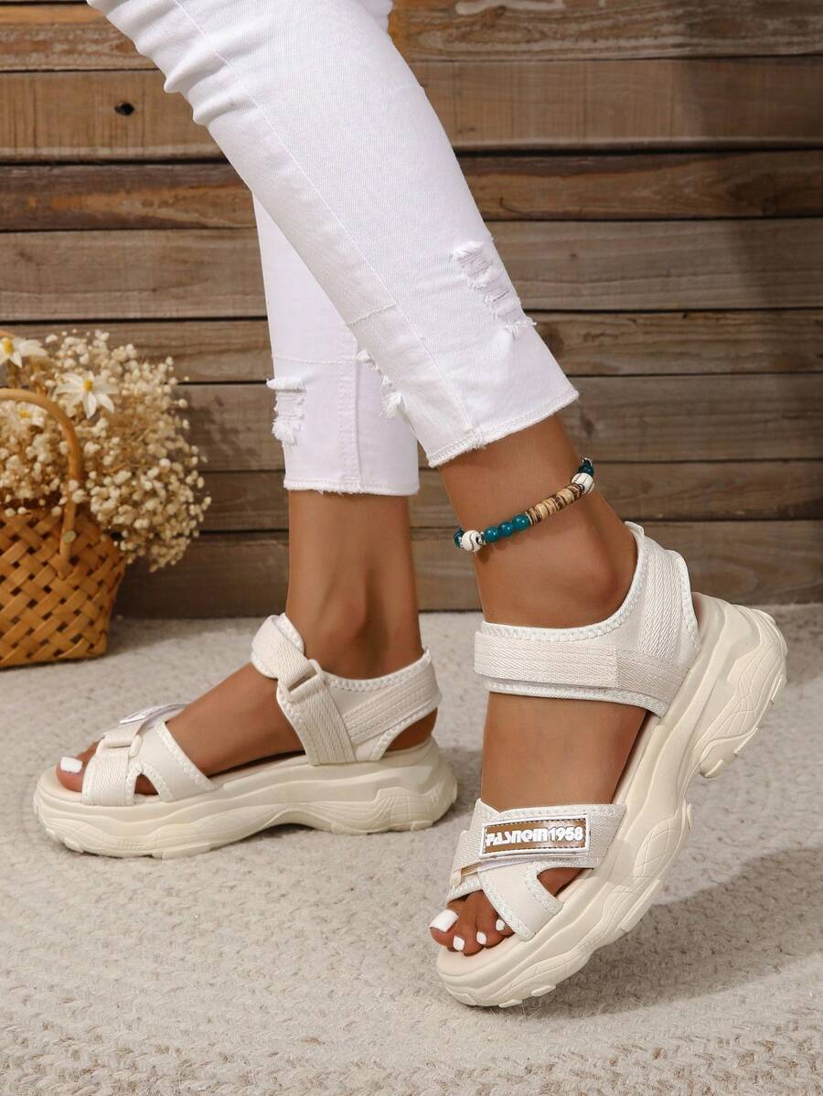 女性時尚防滑戶外運動涼鞋 - 米色 - 查看 1