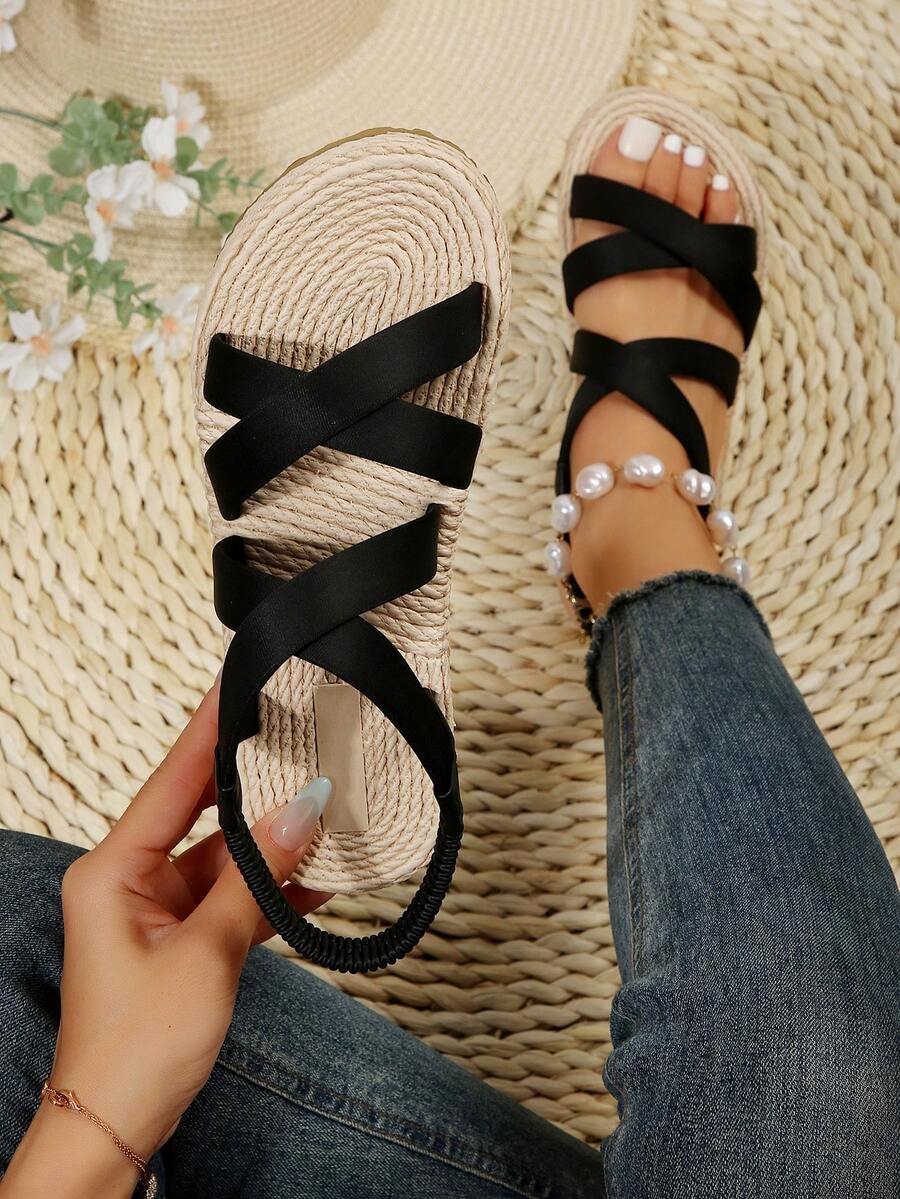 Women's Casual, Comfortable And Fashionable Flat Sandals For Summer - Black - View 1