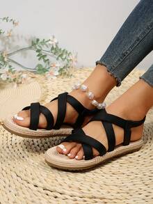 Women's Casual, Comfortable And Fashionable Flat Sandals For Summer - Black - View 3