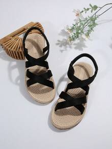 Women's Casual, Comfortable And Fashionable Flat Sandals For Summer - Black - View 4