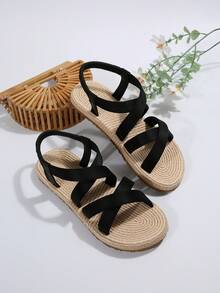 Women's Casual, Comfortable And Fashionable Flat Sandals For Summer - Black - View 5