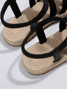 Women's Casual, Comfortable And Fashionable Flat Sandals For Summer - Black - View 6