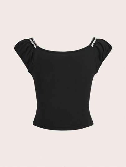 Kawaii T-shirt Imprimé Figure Manches Bouffantes