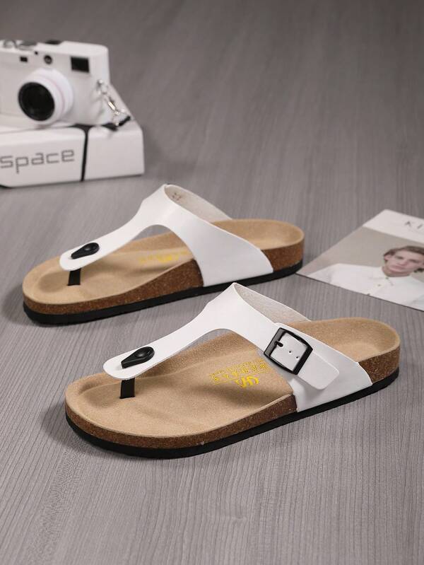 Men Buckle Decor Flip Flops, Fashion Beach Flip Flops