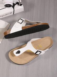 Men Buckle Decor Flip Flops, Fashion Beach Flip Flops