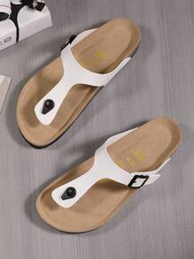 Men Buckle Decor Flip Flops, Fashion Beach Flip Flops