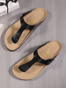Men Buckle Decor Flip Flops, Fashion Beach Flip Flops