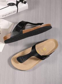 Men Buckle Decor Flip Flops, Fashion Beach Flip Flops