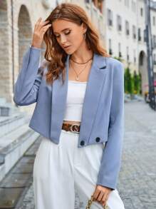 SHEIN BIZwear 素色雙排釦短版西裝