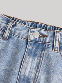 SHEIN Teen Girl Flap Pocket Side Cargo Jeans - Light Wash - View 3