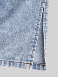 SHEIN Teen Girl Flap Pocket Side Cargo Jeans - Light Wash - View 5