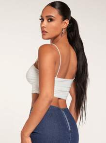 SHEIN BAE Top de tirantes crop unicolor fruncido