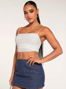 SHEIN BAE Top de tirantes crop unicolor fruncido