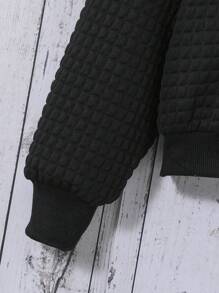 SHEIN 女大童1入組落肩袖飛行員夾克 - 黑色 - 查看 4