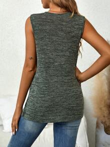 SHEIN Odzież Ciążowa Dzianina melanżowa Rozcięty brzeg Tank Top