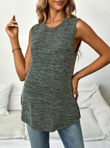 SHEIN Odzież Ciążowa Dzianina melanżowa Rozcięty brzeg Tank Top