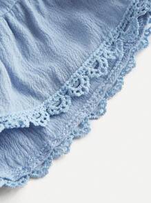 SHEIN MOD Paperbag Waist Ruffle Hem Skort - Baby Blue - View 4