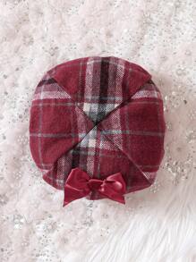 Baby Girl Plaid Print Appliques Flounce Sleeve Jacket & Skirt & Hat - Multicolor - View 8