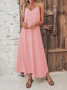 Breezaya Vestido de tirantes con estampado de rayas