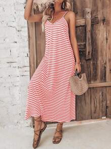 Breezaya Vestido de tirantes con estampado de rayas