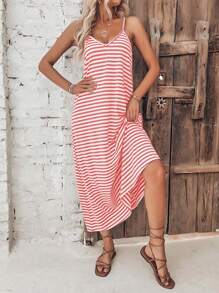 Breezaya Vestido de tirantes con estampado de rayas