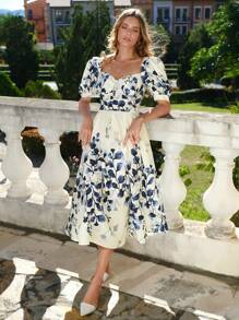 Aveloria 印花泡泡袖連衣裙 - 彩色 - 查看 2