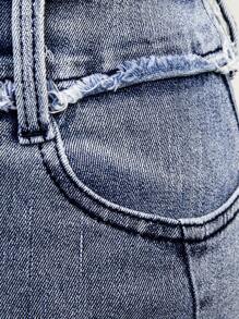 Denimoi 磨边鱼尾牛仔半身裙简约时尚日常休闲