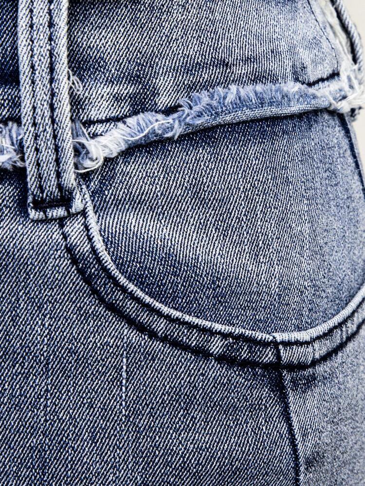 Frayed Edge Mermaid Denim Skirt Simple Fashion Daily Casual