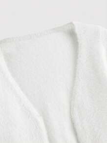 SHEIN MOD Solid Open Front Crop Cardigan In Fall/Winter - White - View 5