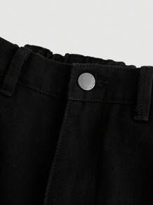 Teenager Mädchen Jeans mit geradem Beinschnitt, Blume Muster, - Schwarz - Übersicht 4