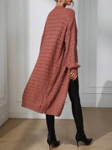 SHEIN Privé 落肩休闲设计开衫 - 鏽棕色 - 查看 2