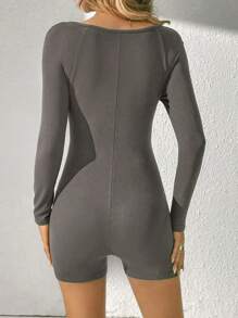 SHEIN PETITE Đơn vị Nữ Gân đan màu trơn - Màu xám đen - Xem 2