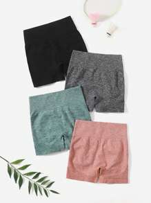 Easithlete 4pcs Breathable Scrunch Butt Sports Shorts Spandex Shorts Stretchy Shorts - Multicolor - View 2