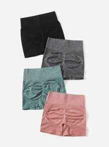Easithlete 4pcs Breathable Scrunch Butt Sports Shorts Spandex Shorts Stretchy Shorts - Multicolor - View 4