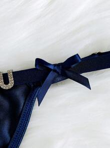 SHEIN Rhinestone Studded Detail Panty - Royal Blue - View 5