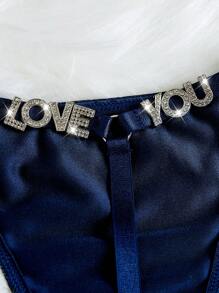 SHEIN Rhinestone Studded Detail Panty - Royal Blue - View 6