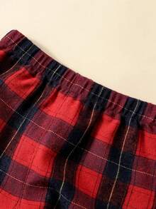 男嬰字母圖案前蝴蝶結連身背心&格紋長褲