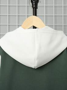 SHEIN Tween Boy Star Print Patched Detail Two Tone Hooded Jacket Without Tee - Multicolor - View 4