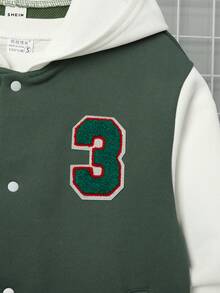 SHEIN Tween Boy Star Print Patched Detail Two Tone Hooded Jacket Without Tee - Multicolor - View 6