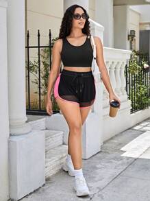 Plus Crisscross Backless Sports Bra - Black - View 4