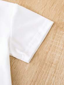 SHEIN 男嬰表情圖案T恤和短褲 - 白色 - 查看 7