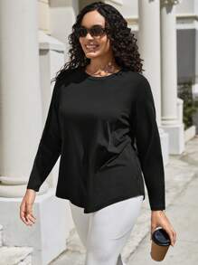 SHEIN Yoga Basic Plus Geo Print Sports Tee - Black - View 4