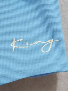 SHEIN 男小童字母圖案T恤和短褲